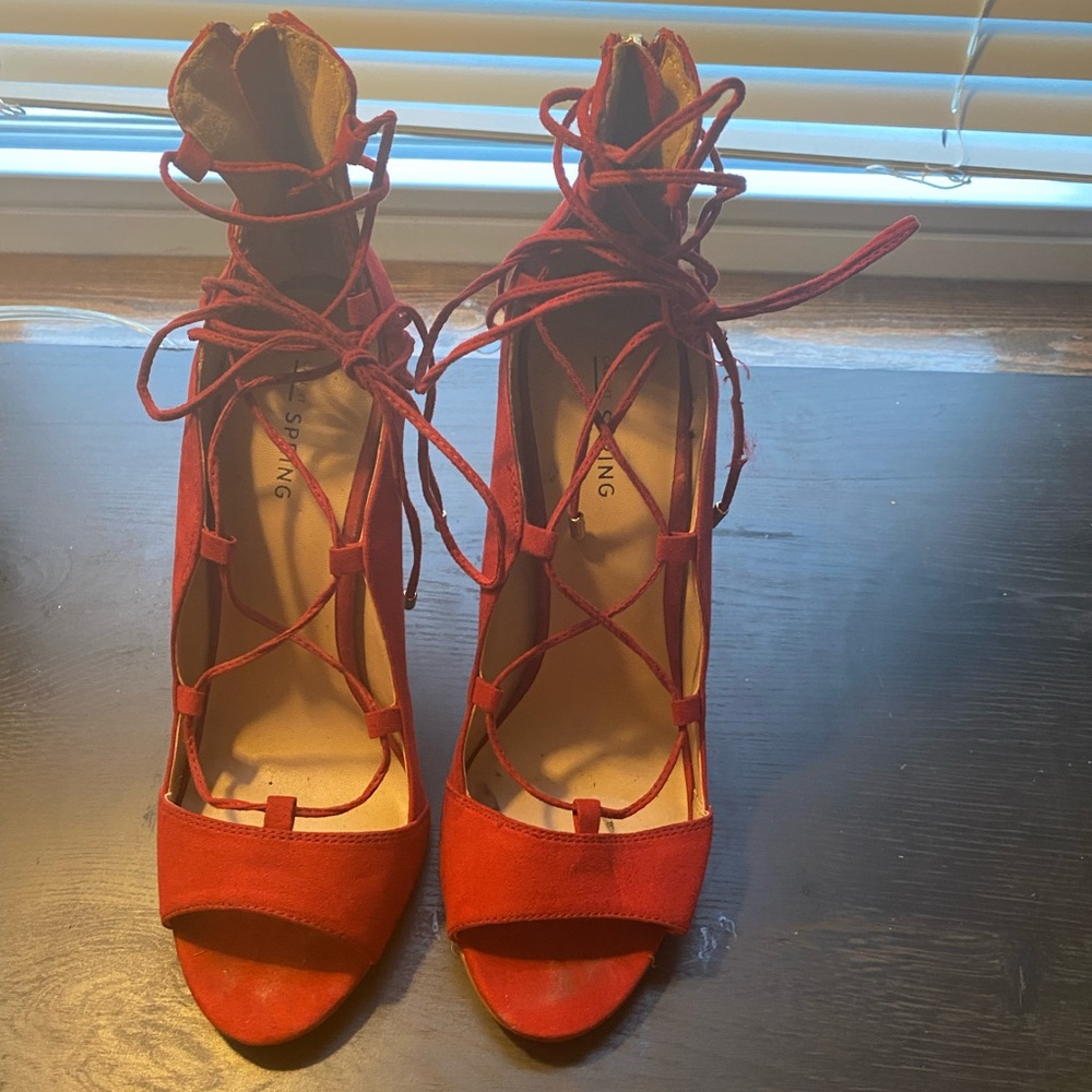 Beautiful Red Strappy High Heel Sandals